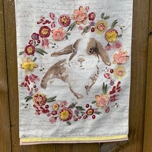 Pier 1 Easter table runner fabric with bunnies flowers perfect for spring